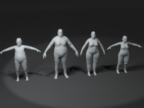 Human Body Base Mesh 10 Models Pack 10k Polygons 3D Model