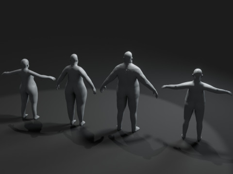 Human Body Base Mesh 10 Models Pack 10k Polygons 3D Model