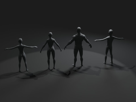 Human Body Base Mesh 10 Models Pack 20k Polygons 3D Model