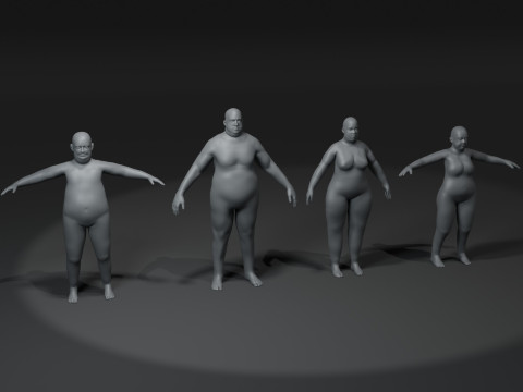 Human Body Base Mesh 10 Models Pack 20k Polygons 3D Model