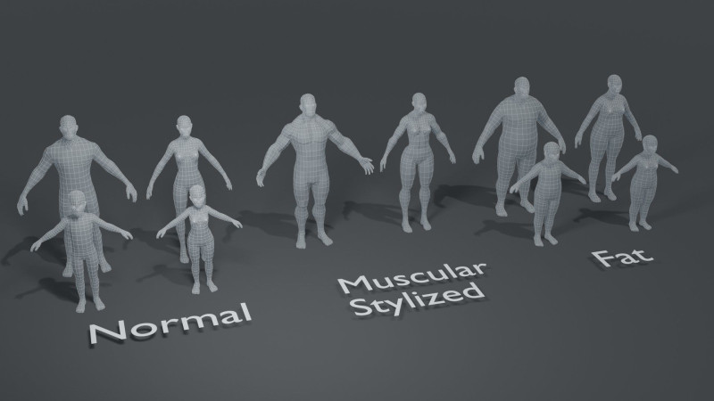 Human Body Base Mesh 10 Models Pack 3D मॉडल .c4d .max .obj .3ds .fbx .stl .blend 