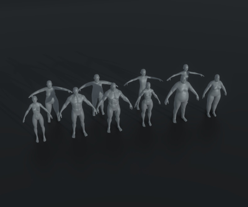 Human Body Base Mesh Animated and Rigged 20k Polygons 10 Models Pack 3D मॉडल .c4d .max .obj .3ds .fbx .stl .blend 