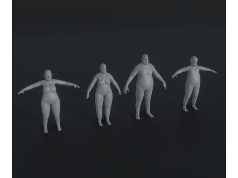 Human Body Base Mesh Animated and Rigged 20k Polygons 10 Models Pack 3D मॉडल