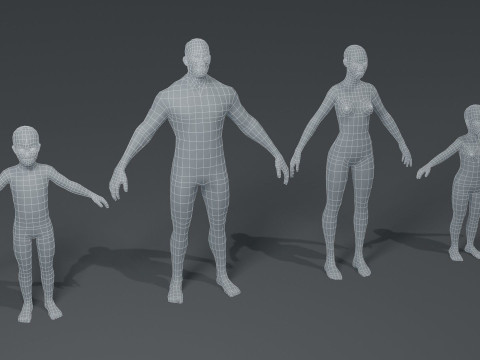 Human Body Base Mesh Family Pack 3D मॉडल