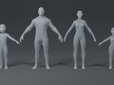 Human Body Base Mesh Family Pack 3D Модель