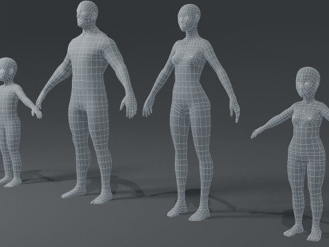 Human Body Base Mesh Family Pack 3D Модель