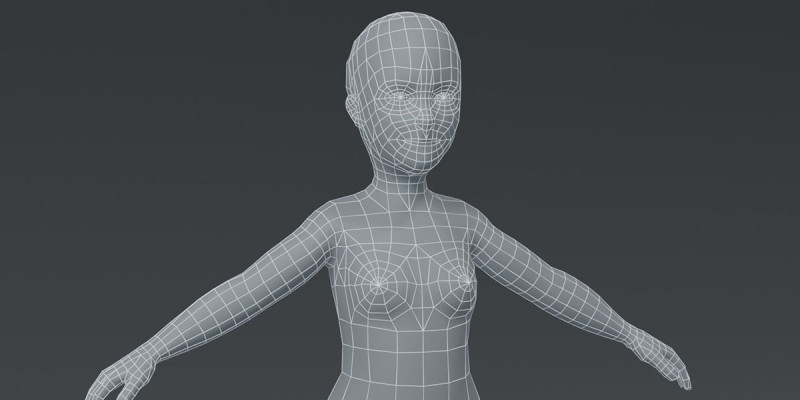 Girl Body Base Mesh 3D Модель .c4d .max .obj .3ds .fbx .stl .blend 