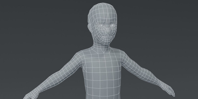 Boy Body Base Mesh Model 3D .c4d .max .obj .3ds .fbx .stl .blend 