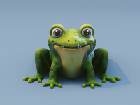 Cartoon Frog Animated 3D Model