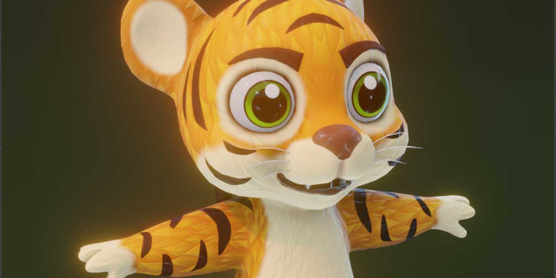 Cartoon Tiger Animated 3Dモデル .c4d .max .obj .3ds .fbx .stl .blend 