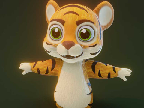 Cartoon Tiger Animated 3Dモデル