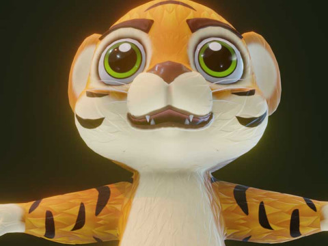 Cartoon Tiger Animated 3Dモデル
