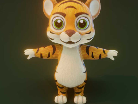 Cartoon Tiger Animated 3Dモデル