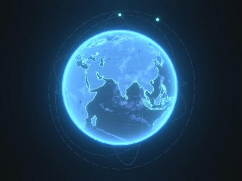 Animated Hologram Planet Earth Sci-Fi Modello 3D
