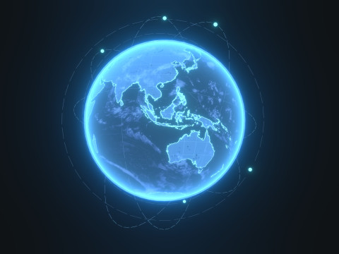 Animated Hologram Planet Earth Sci-Fi 3D Model