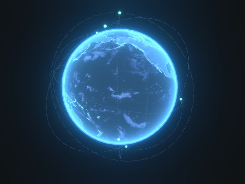 Animated Hologram Planet Earth Sci-Fi 3D Model