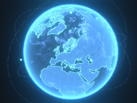 Animated Hologram Planet Earth Sci-Fi 3D Model