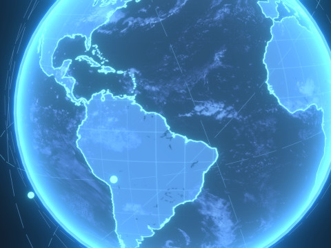 Animated Hologram Planet Earth Sci-Fi 3D Model