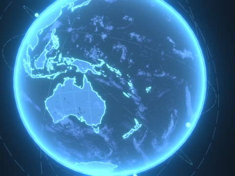 Animated Hologram Planet Earth Sci-Fi 3D Model