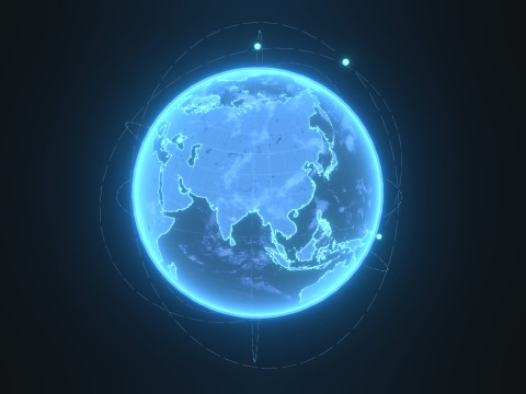 Animated Hologram Planet Earth Sci-Fi 3D Model