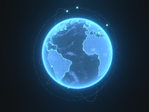 Animated Hologram Planet Earth Sci-Fi 3D Model