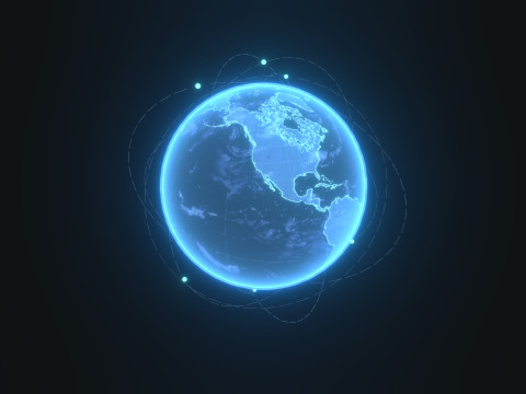 Animated Hologram Planet Earth Sci-Fi 3D Model
