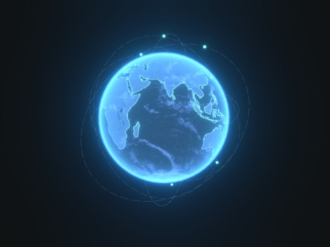 Animated Hologram Planet Earth Sci-Fi 3D Model
