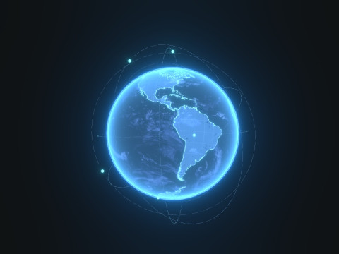 Animated Hologram Planet Earth Sci-Fi 3D Model
