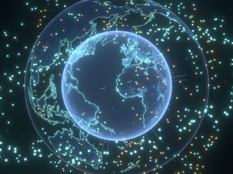 Animated Hologram Planet Earth 6 Sci-Fi Modello 3D