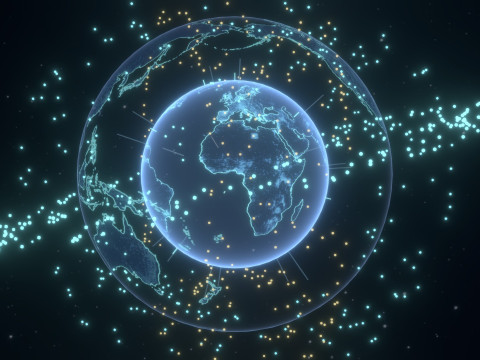 Animated Hologram Planet Earth 6 Sci-Fi 3D Model