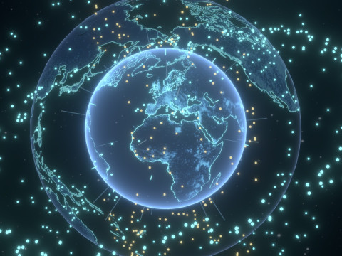 Animated Hologram Planet Earth 6 Sci-Fi 3D Model