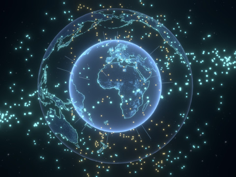 Animated Hologram Planet Earth 6 Sci-Fi 3D Model