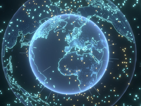 Animated Hologram Planet Earth 6 Sci-Fi 3D Model