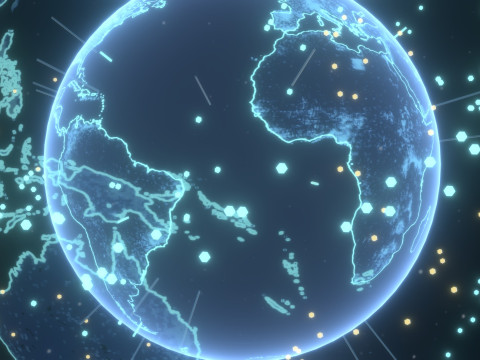 Animated Hologram Planet Earth 6 Sci-Fi 3D Model
