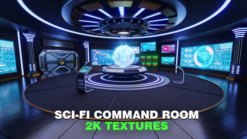 Sci-Fi Command Room Interior Modèle 3D .c4d .max .obj .3ds .fbx .stl .blend 