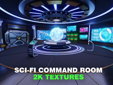 Sci-Fi Command Room Interior 3D Model