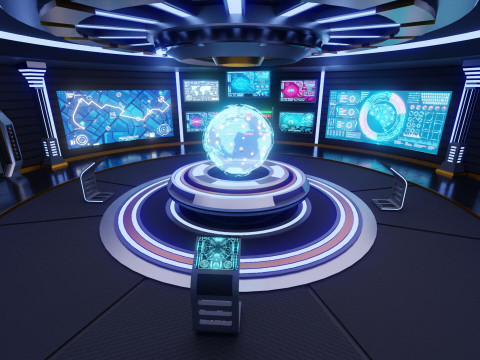 Sci-Fi Command Room Interior Modèle 3D
