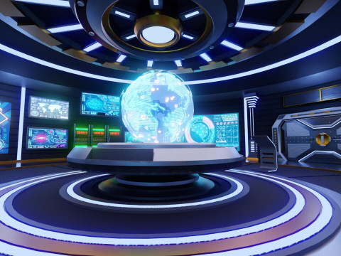 Sci-Fi Command Room Interior Modèle 3D
