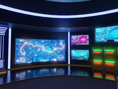 Sci-Fi Command Room Interior Modèle 3D