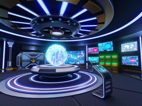 Sci-Fi Command Room Interior Modèle 3D
