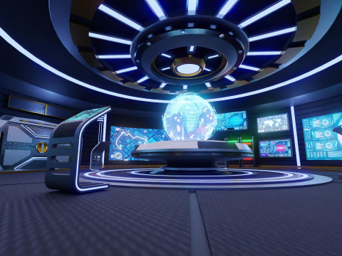 Sci-Fi Command Room Interior Modèle 3D