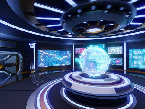Sci-Fi Command Room Interior Modèle 3D