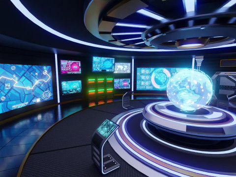 Sci-Fi Command Room Interior Modèle 3D