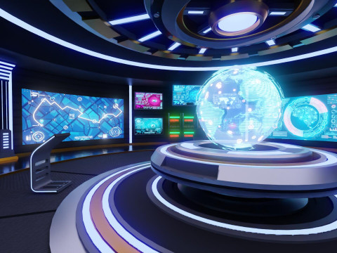 Sci-Fi Command Room Interior Modèle 3D