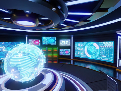 Sci-Fi Command Room Interior Modèle 3D
