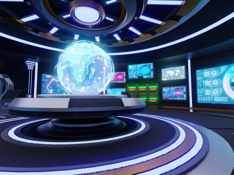 Sci-Fi Command Room Interior Modèle 3D