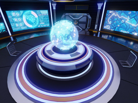 Sci-Fi Command Room Interior Modèle 3D