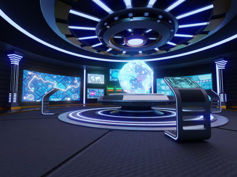 Sci-Fi Command Room Interior Modèle 3D