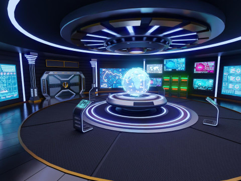 Sci-Fi Command Room Interior Modèle 3D