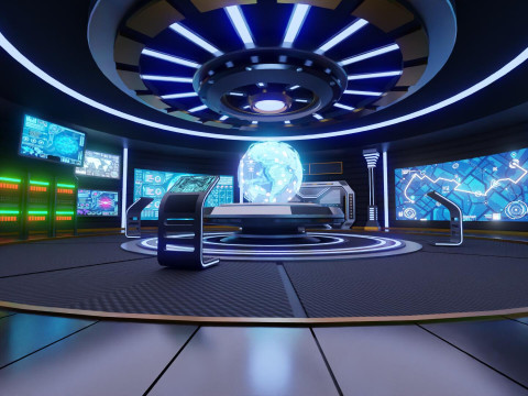 Sci-Fi Command Room Interior Modèle 3D